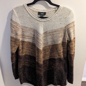 AGB Women's Gradient Brown and Cream Sweater